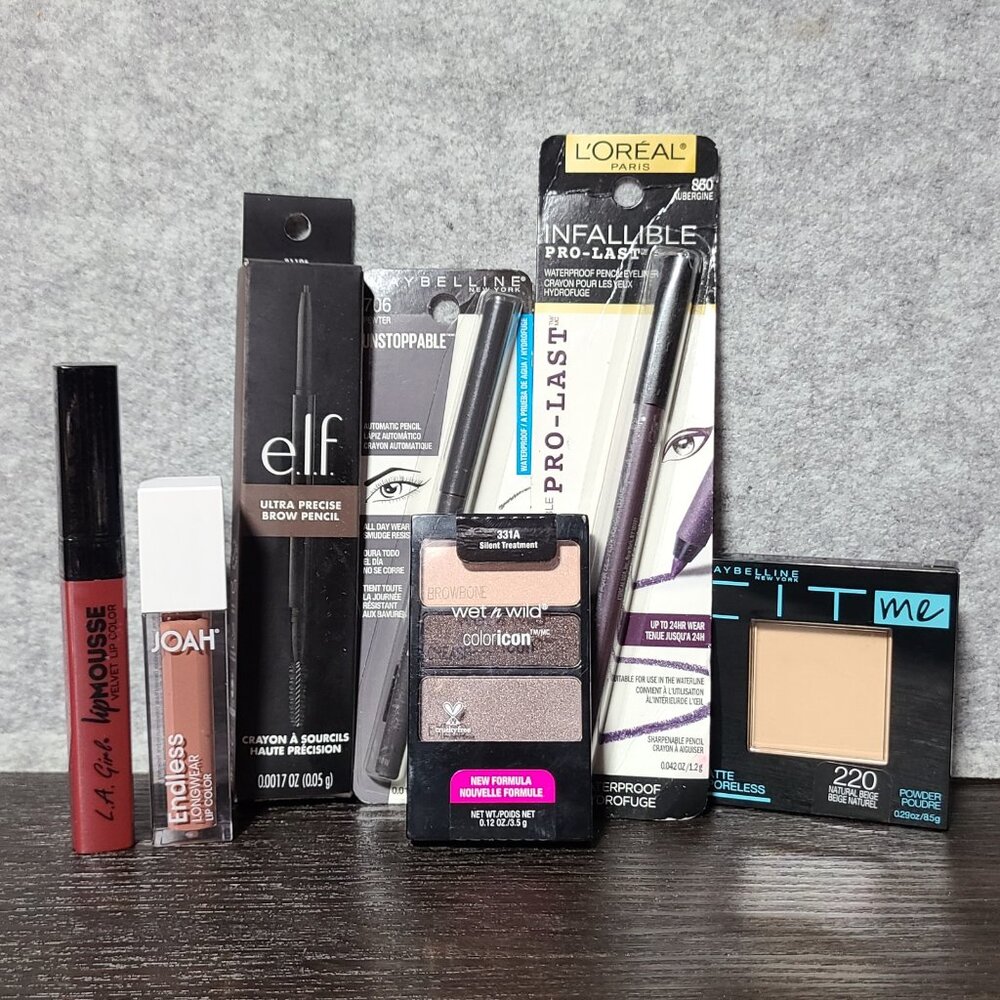 NEW Makeup Cosmetics Bundle - 7 Products Eyeliner Brow Lipstick Powder Eyeshadow